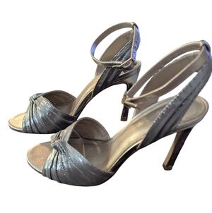Pelle Moda,Elegant Evening Wear Silver Strappy Heels,Size 7.5